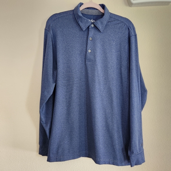 Walter Hagen Shirts Walter Hagen Hydro Dry Long Sleeve Blue Striped